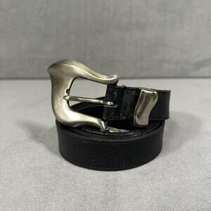 VTG MZ Accessories Genuine Leather USA Made Silver Western Buckle Classic Belt